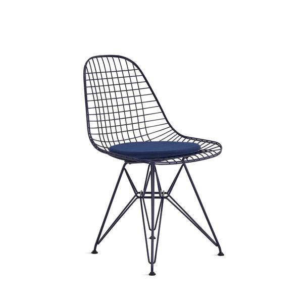 Herman Miller x HAY Eames Wire Chair With Upholstered Seat in Black Blue