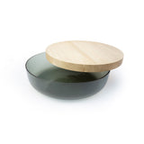 Pottery Glass Bowl with Oak Lid