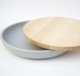 Pottery Bowl in Ceramic with Oak Lid